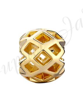 Pugster Gold Lattice Crisscross Spacer Charm Compatible with Pandora Bracelets